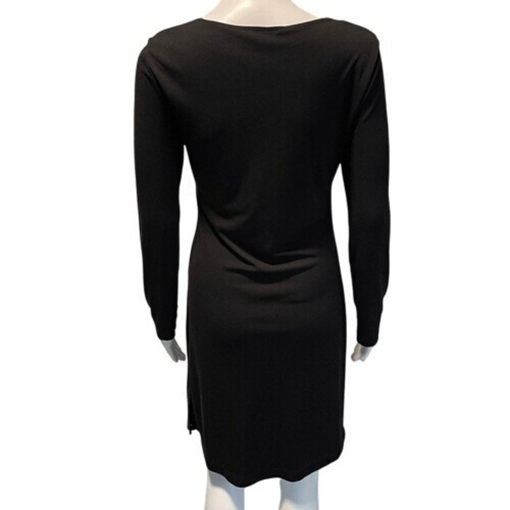 BCBG Paris Black Ruched V Neck Mini Dress M‎ - Picture 3 of 6